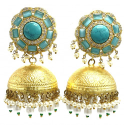 Turquoise Jhumki Earrings 