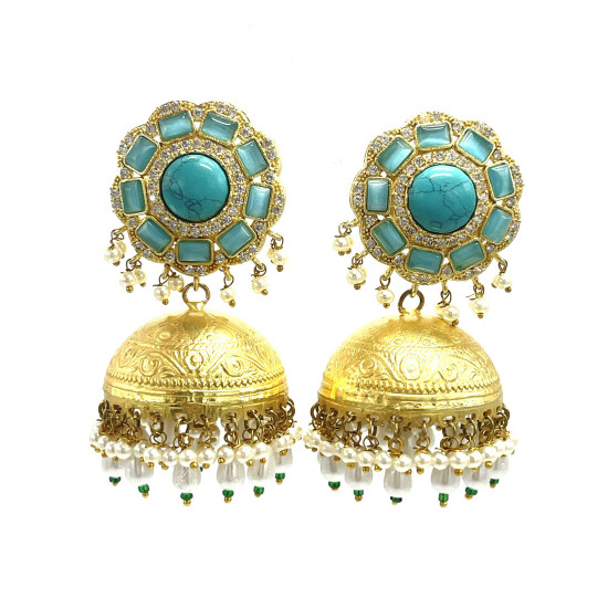 Turquoise Jhumki Earrings 