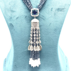 Blue Sapphire Tassel Necklace 