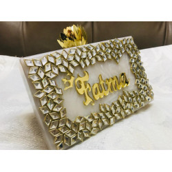Customized Kundan Raisin Clutch (Delivery  time 3 to 4 Weeks)